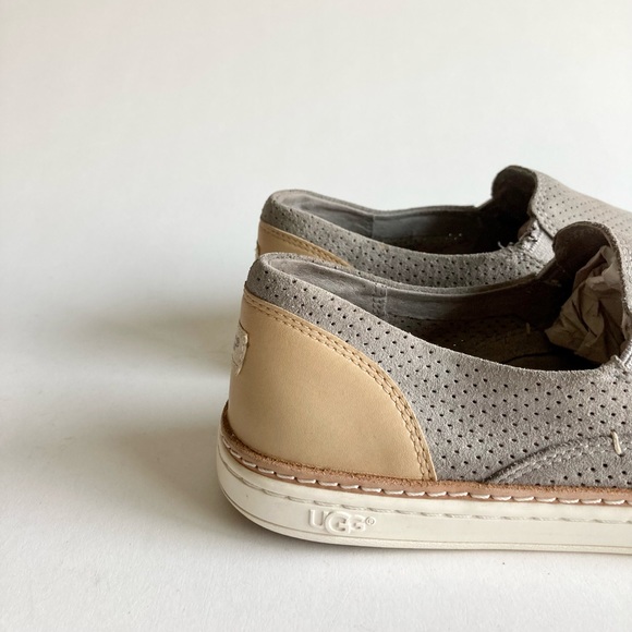 UGG Grey Suede Cream Leather Low Top Sneakers size 8 - Picture 4 of 15